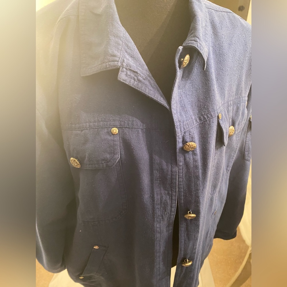 Evr Blue Lightweight Buttoned Jacket - Size Large - image 3